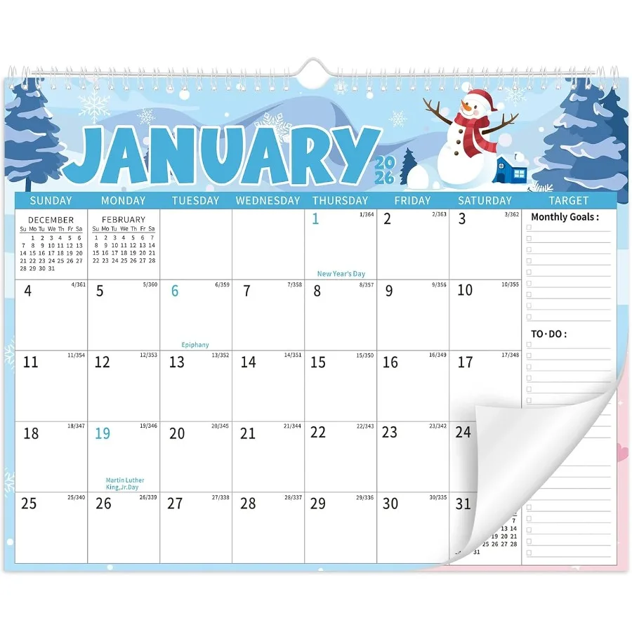 벽걸이 달력 20262027 18개월 대형 책상 달력 2026년 1월부터 2027년 6월까지 14.5인치 x 11.8인치 트윈와이어 월간 달력