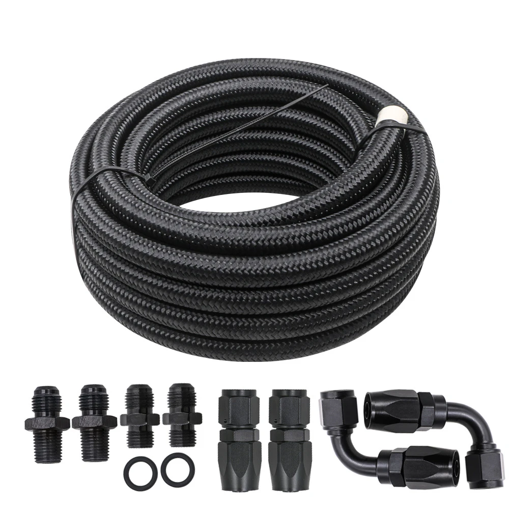 For 4L60E 4L65E Automatic Transmission Cooler Line Kit Black 6AN Steel Braided