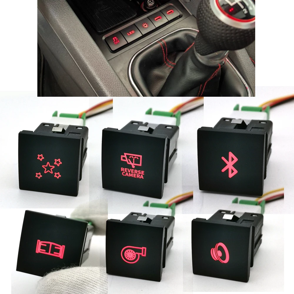 1 Stück Auto Rote LED-Licht Auspuffrohr Ein Aus Schalter Taste mit Draht Für VW Golf 6 MK6 Jetta 5 MK5 Scirocco