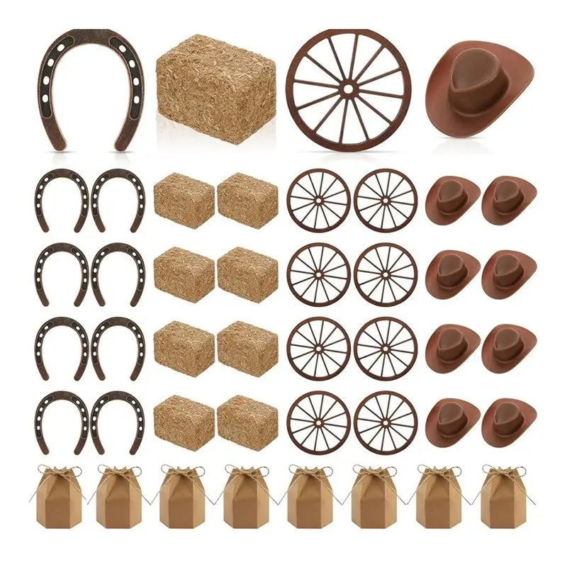 ABRU-40PCS Western Cowboy Centerpieces For Table, Rustic Country Party Decor And Accessories