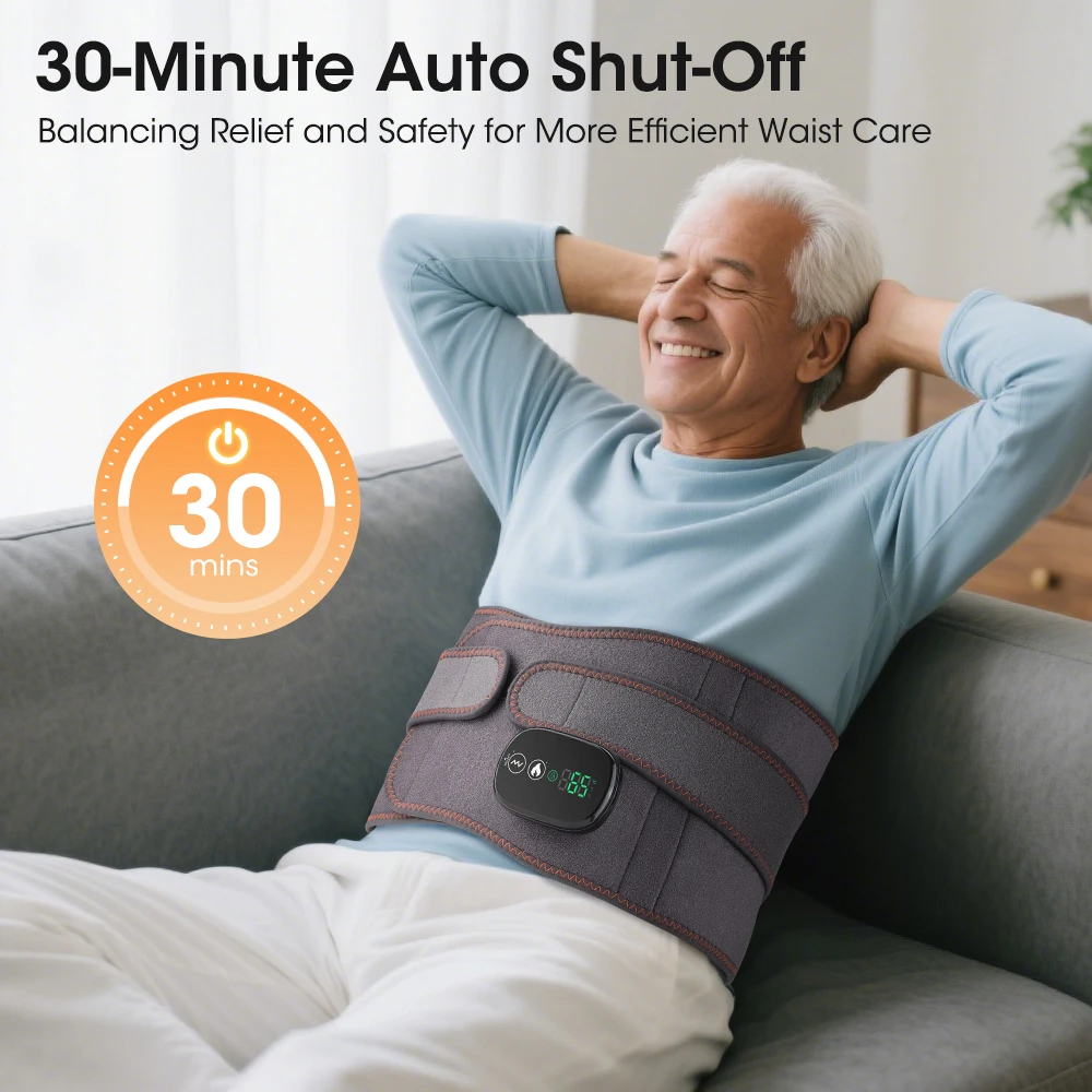 Electric Heated Waist Belt Infrared Warmth Dual Motor Vibration Back Massage Digital Display Neoprene Lumbar Support Belt view 7