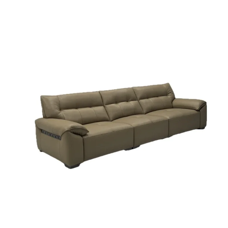 Italian minim alist leather sof a elephant ears modern simple living room first layer cowhide small apartment