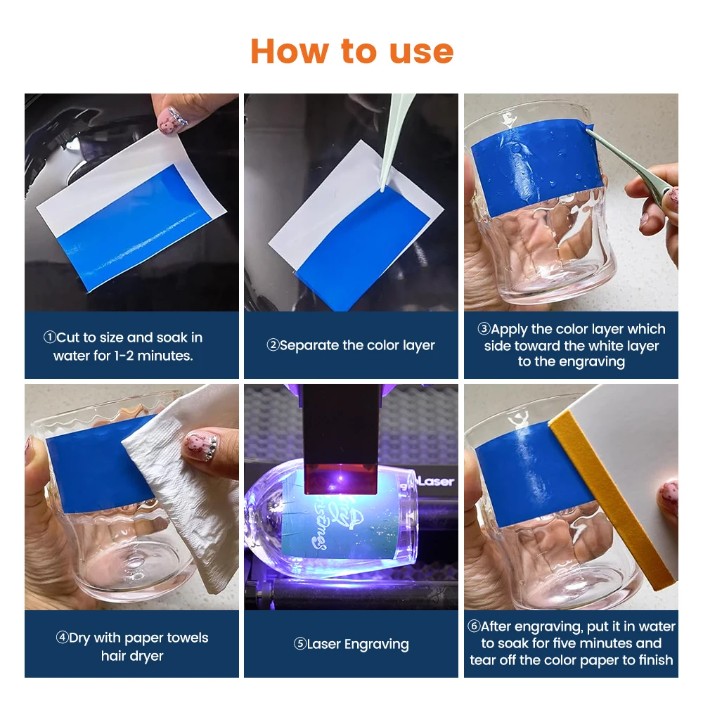 10 Stuks Gesneden Kleur Papier Voor Co2 Fiber Diode Lasermarkering Graveermachine Universeel Gebruik Thermisch Papier Voor Keramische Glas Print