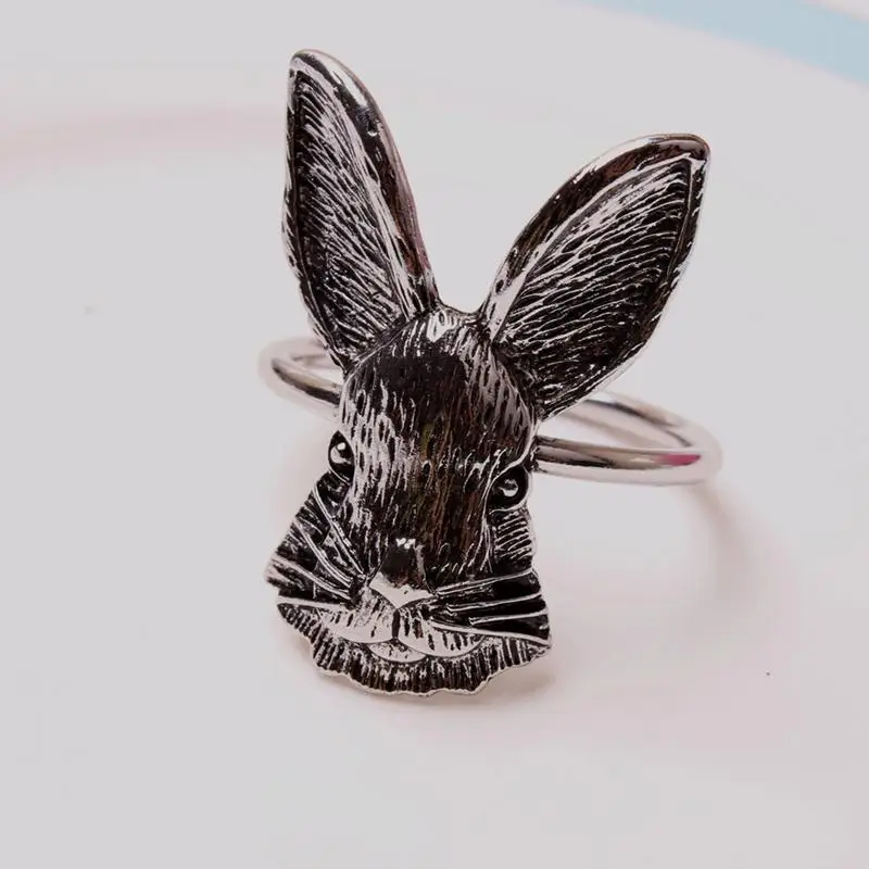 Easter Bunny Napkin Ring 4pcs Alloy Napkin Ring Holders Party Buckles for Easter Place Settings Wedding Receptions Dinner