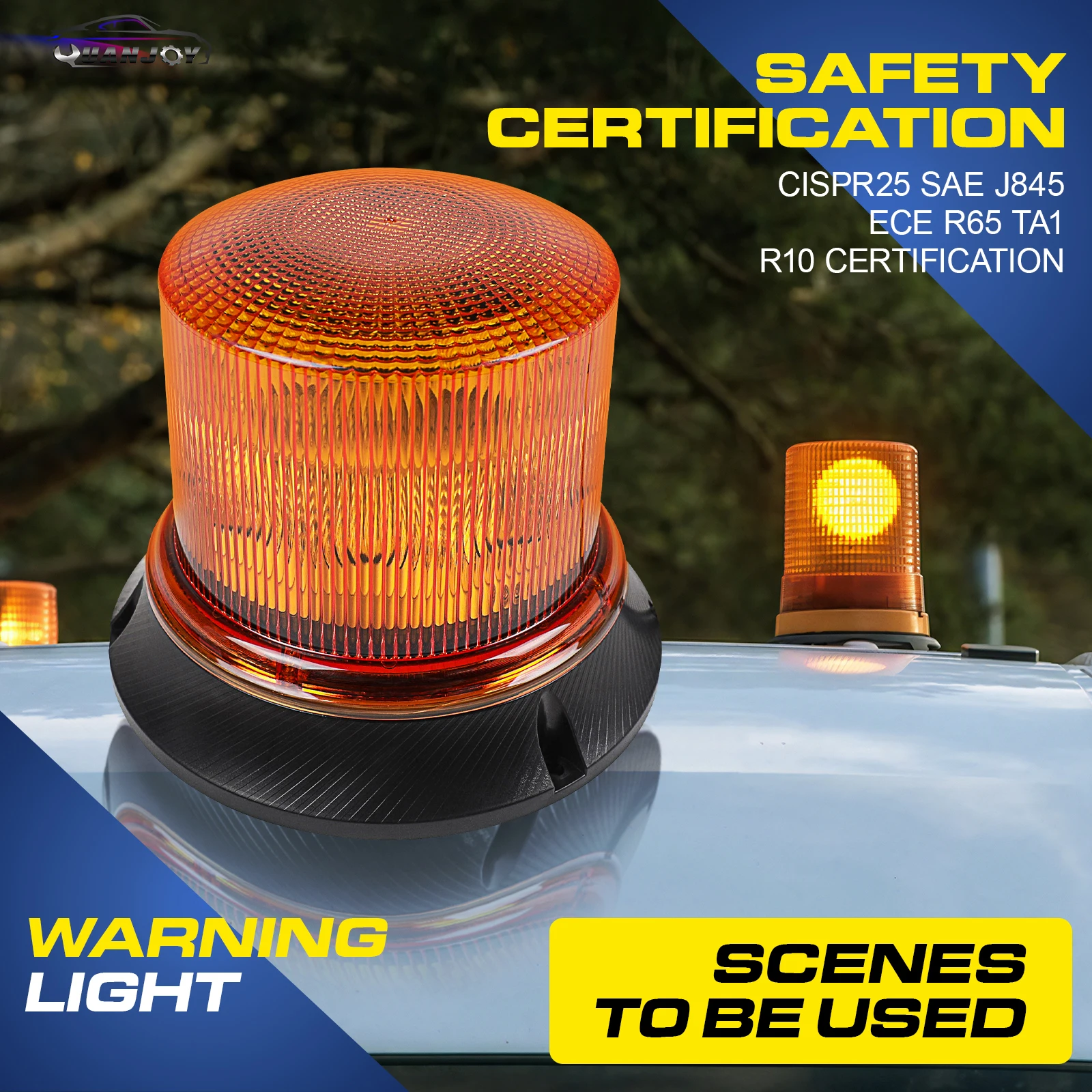 Yuanjoy 8 Modes Emergency Strobe Light Warning Beacon Rotating Light 12/24v For Commercial Vehicles School Bus Excavator