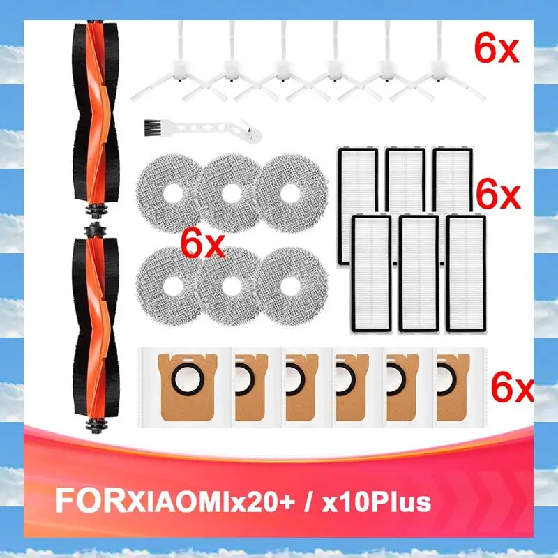 

Набор аксессуаров A11I для робота-пылесоса Xiaomi X20+/X10+, сменная основная щетка, накладка для швабры, мешки для пыли, фильтры для боковой щетки