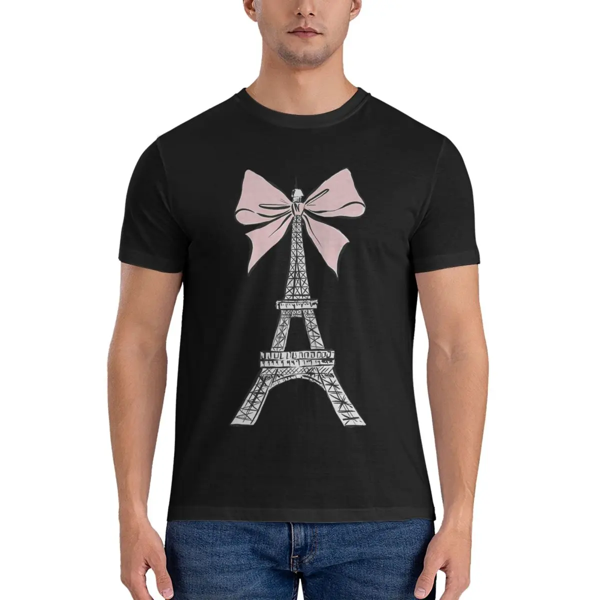 Men's Sports Meet Commemoration T Shirt Eiffel Tower 100% Cotton Clothes Funny Short Sleeve Round Collar Tee Shirt Gift Idea