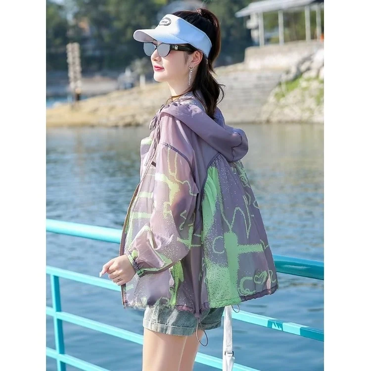 

Spring Summer 2026 Women's plus Size High End Fashionable Sun Protection Outerwear Windbreaker Long Sleeve Hooded Zipper Closure