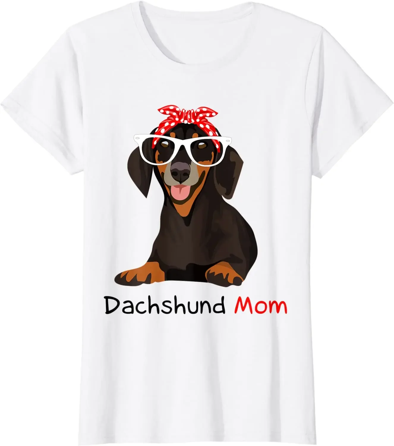 Dachshund Mom Bandana Womens Dachshund Dog T-Shirt Casual Cotton Daily Four Seasons Vintage T Shirt Tees Streetwear