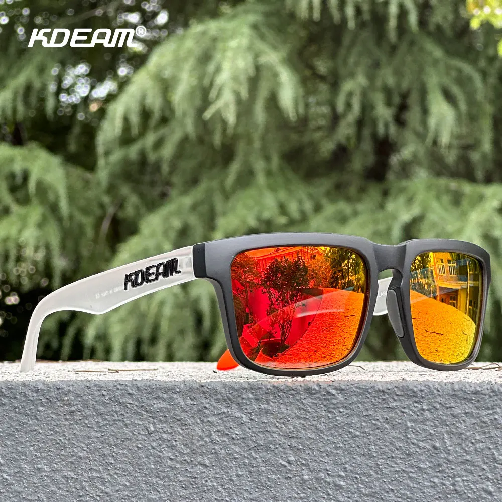 KDEAM Unisex Quadratische Sonnenbrille Polarisierter Blitz Mit Stilvoller Verspiegelter Rosa Sonnenbrille Neue Farben KD332 6