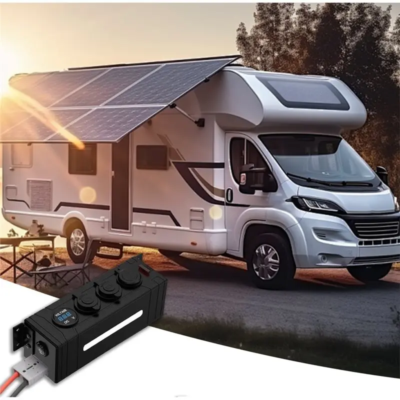 【Price Drop !!】-USB Car Charger With For Anderson Cable, RV Modification Voltmeter Lighter Control Box