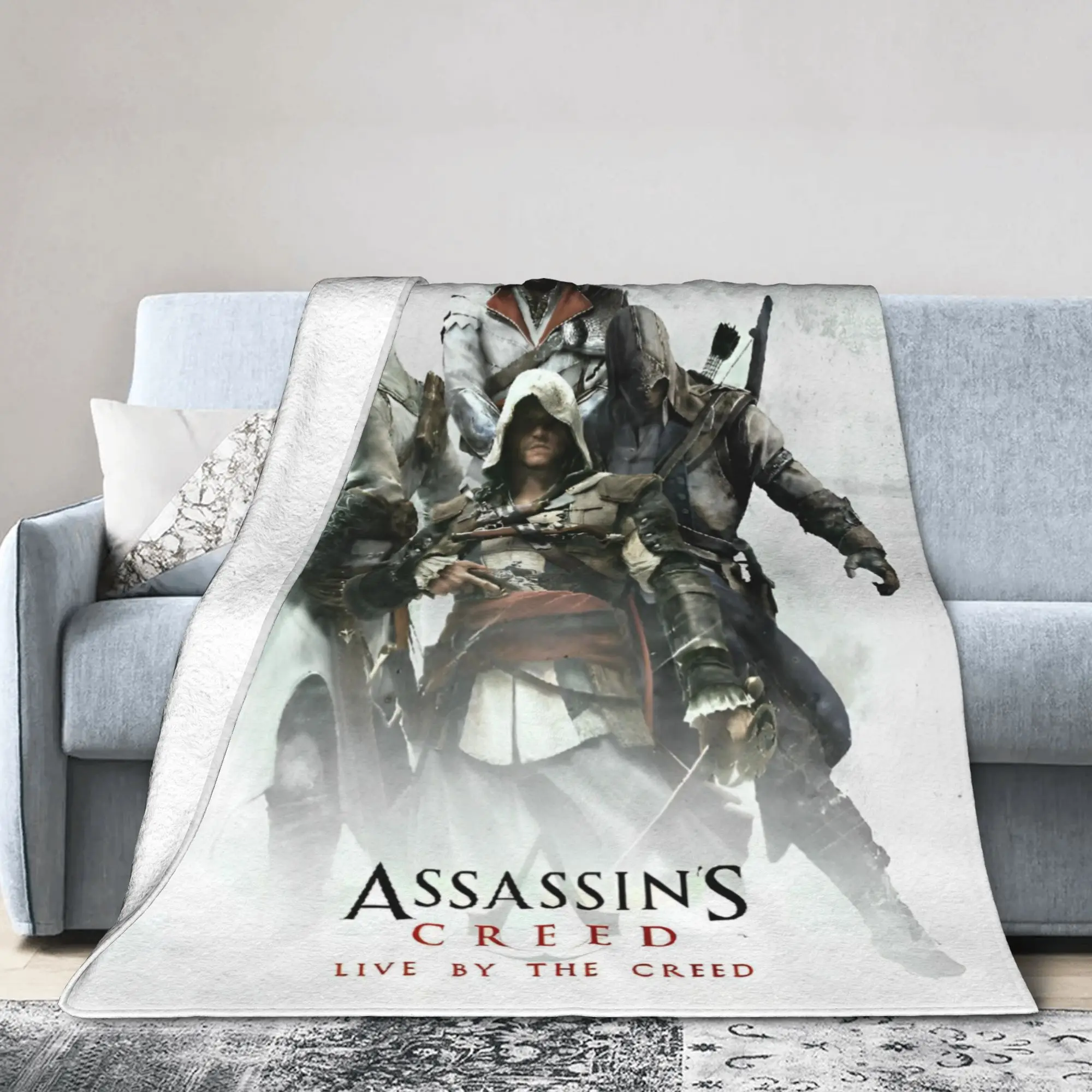 A-Assassins Creed Blankets Flannel Vintage Warm Throw Blanket for Bedspread Autumn/Winter