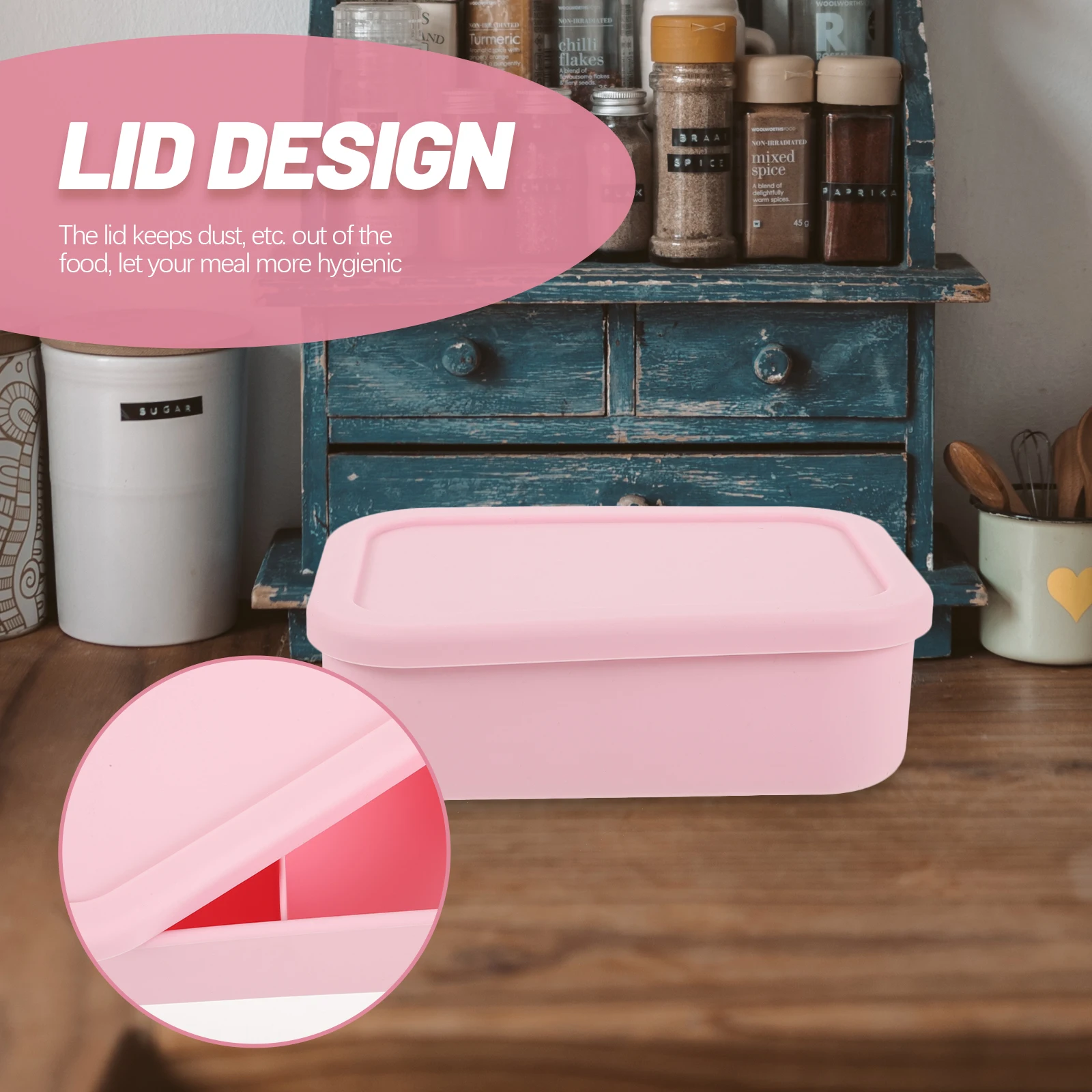 Reusable Silicone Food Container Bento Lunch Box Microwaveable Portable Storage Box For Kids School Office Camping Gift