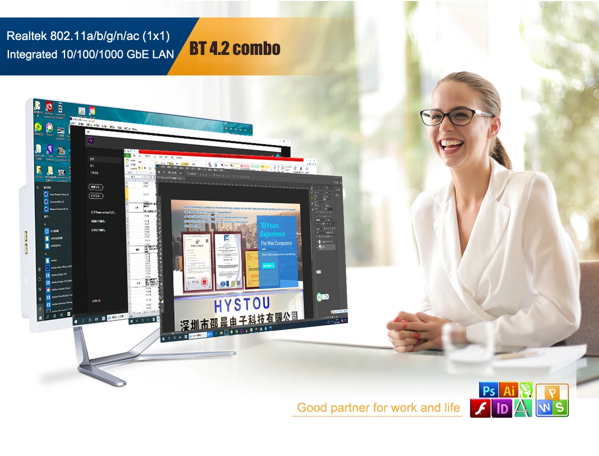 2025Harga Pabrik HYSTOU Monoblock Desktop Semua Dalam Satu Komputer PC Monitor 23.8 Inci Intel Core I5 untuk Gaming Kantor
