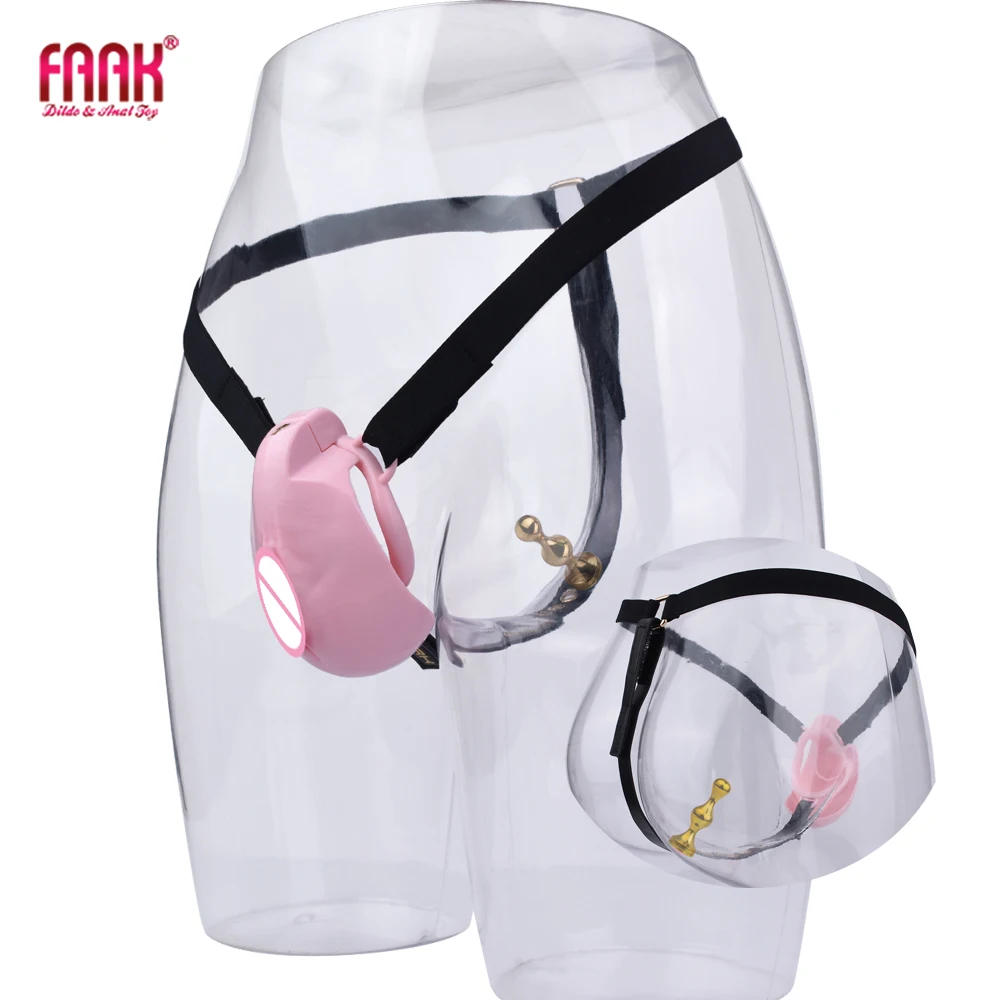 FAAK-Strapon Simulé Vagin Cock Lock pour Hommes, Dispositif de Chasteté Masculine en Plastique, Jouets Sexuels, Plug Anal en Métal, 4 Anneaux