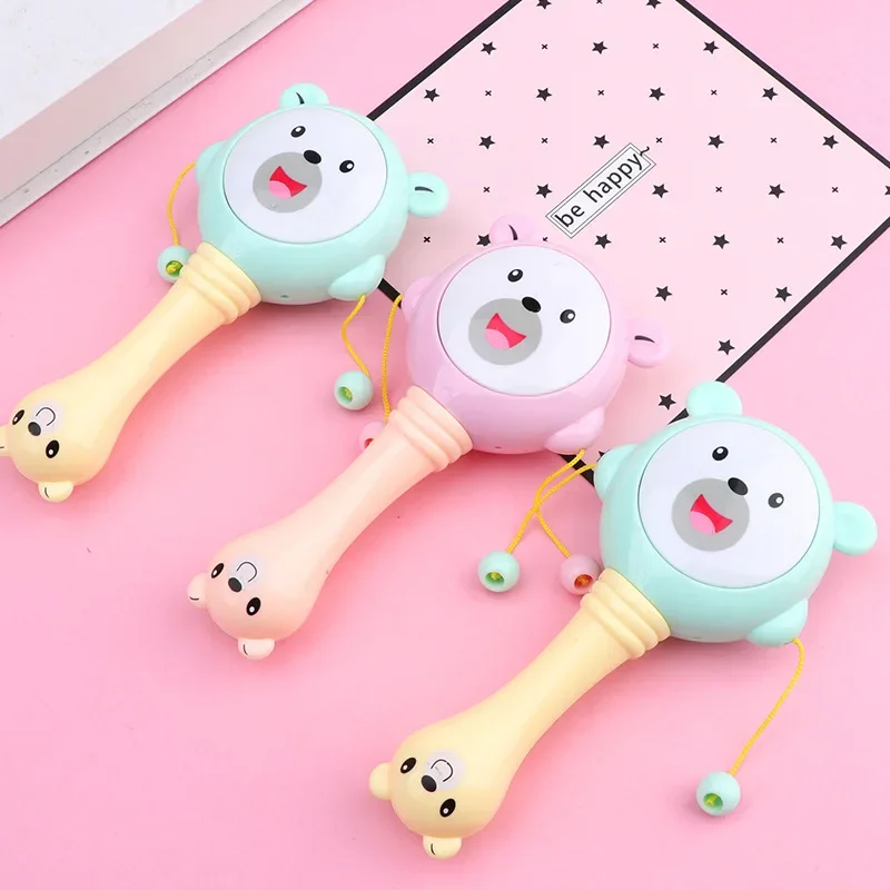 Baby Cartoon Rattle Toy Ring Bell Toy Comforting Baby Animal Rattle Baby Early Education Handbell Kid\'stoys 0-3 Y Random Color