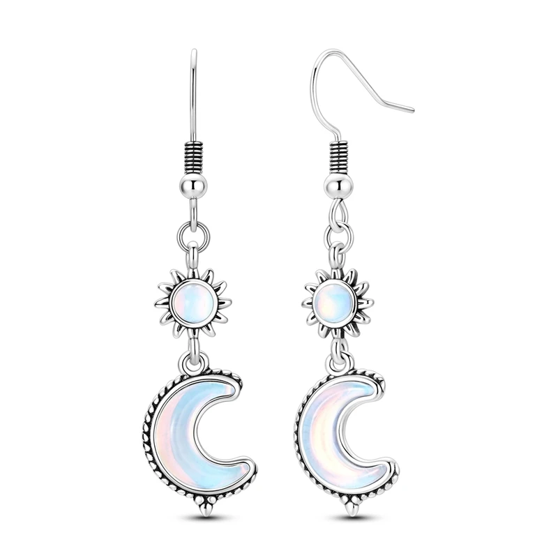 Retro Sonne-Mond-Ohrringe für Damen, 925 Sterling Silber, CZ Zirkon Ohrstecker, Funkelnde Ohrringe, Hochzeits- und Jubiläumsgeschenke – Detail 2