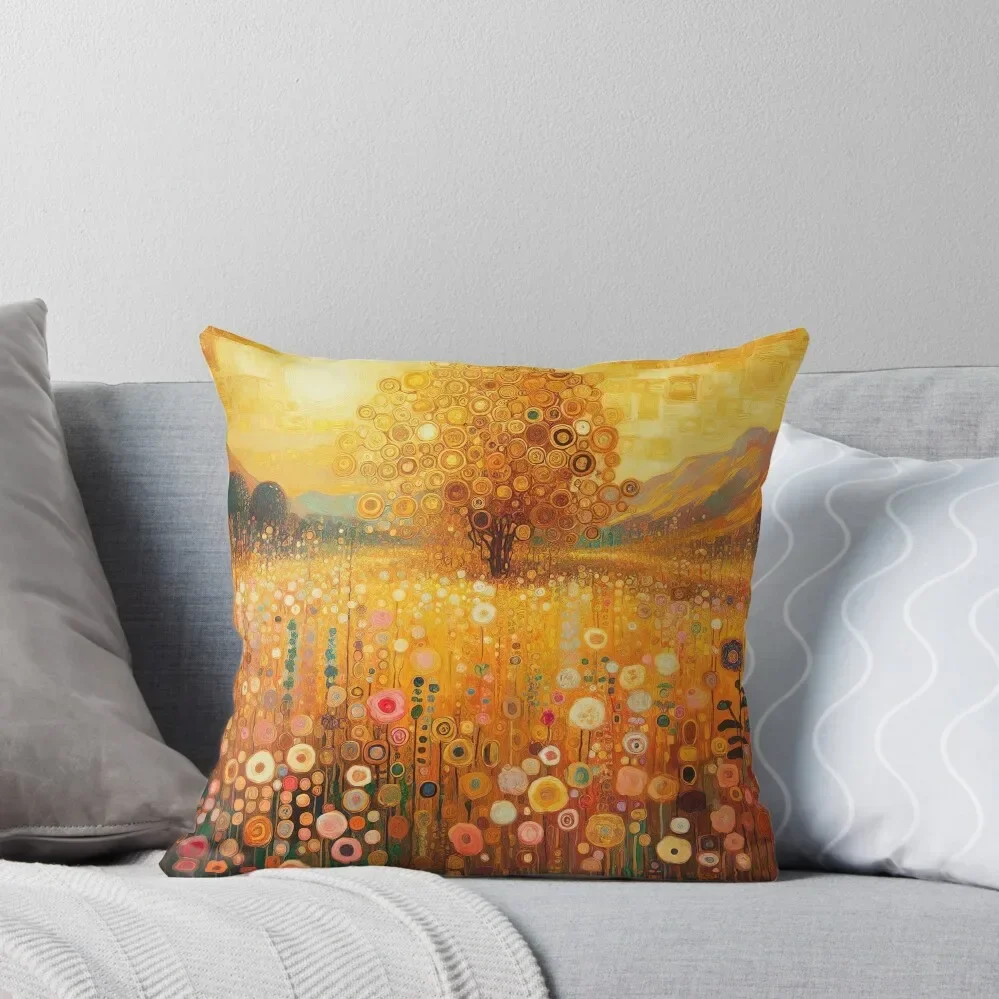 

Klimt Flower Garden Gold Throw Pillow Cusions Cover Elastic Cover For Sofa christmas cushions covers pillow