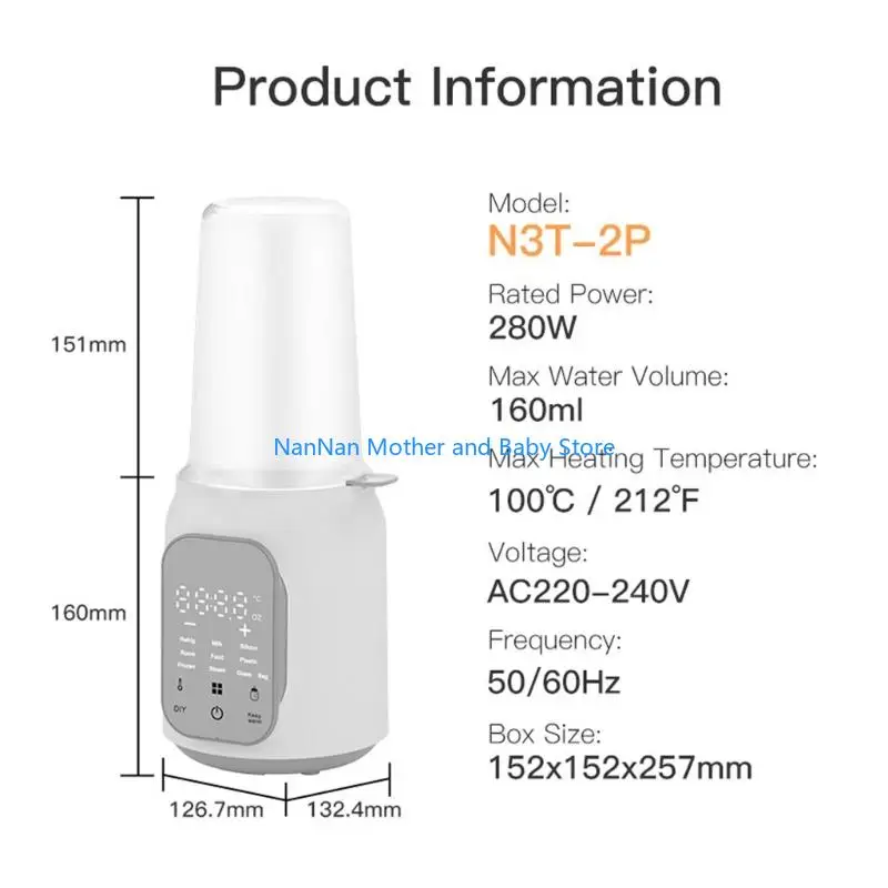 Snel verwarmende draagbare babyflessenwarmer-sterilisator met temperatuurregeling