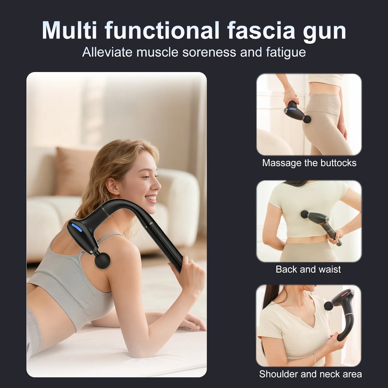 

New Smart Fascia Massage Gun With Extended Handle U-Shaped Back Massager Body Massager for muscle relaxation Back