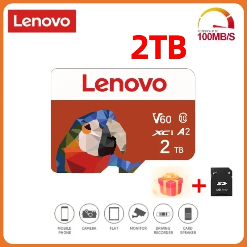 Lenovo-Cartão Micro SD para Nintendo Switch, UHS-I Cartões de Memória, Dustproof TF Flash Card, 2TB, 512GB, 256GB, A2 C 10, 1TB