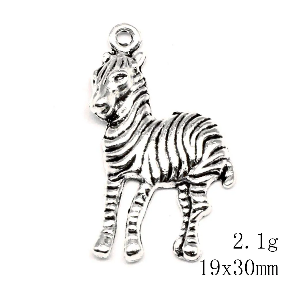 10pcs 19x30mm Zebra Charms Pendants For Jewelry Cute Design Jewelri Antique Silver Color