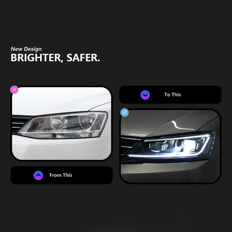 Suitable forSuitable for 12-18 New Sagitar Headlight Assembly Modified LED Daytime Running Light Flowing Turn Signal Lens