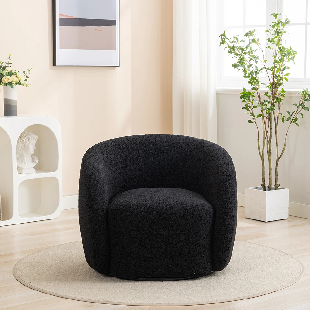 SEYNAR Modern Velvet 360 Degree Swivel Accent Armchair,Upholstered Round Barrel Side Chair for Living Room