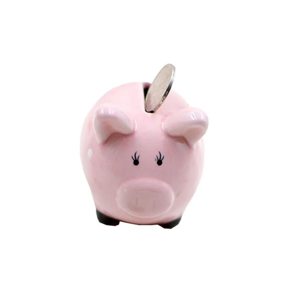 

Cute Ceramic Piggy Bank for Kids Coin Storage Container Small Change Organizer Money Box Gift for Boys Girls Pink