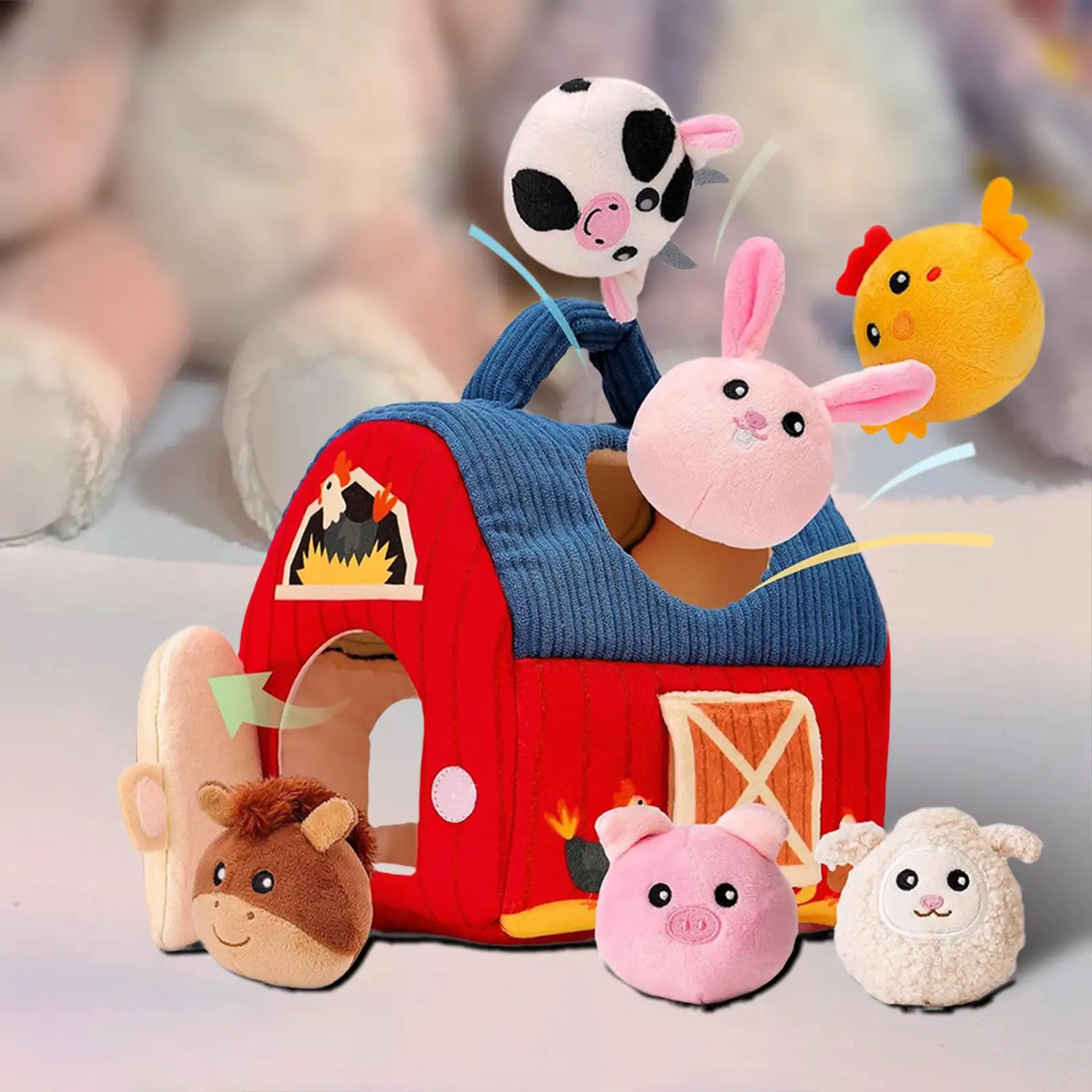

Игрушки для сельскохозяйственных животных Мягкие сенсорные игрушки Большая игрушка для сарая 1ST на день рождения с плюшевым сарайдом-переноской Мягкие игрушки для девочек и мальчиков