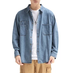 Spring 2023 New Brand Multi-pocket Cotton Denim Long-sleeved Shirt Classic Japanese Retro Nostalgia Young Men's Casual Shirt