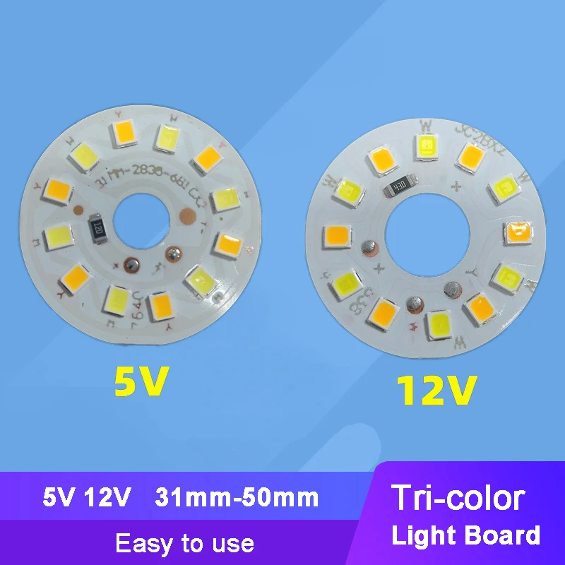 5V 12V Low Voltage SMD Led Chip Tri-color Segmented two-color Lamp Light Board Bulb Round Light Source