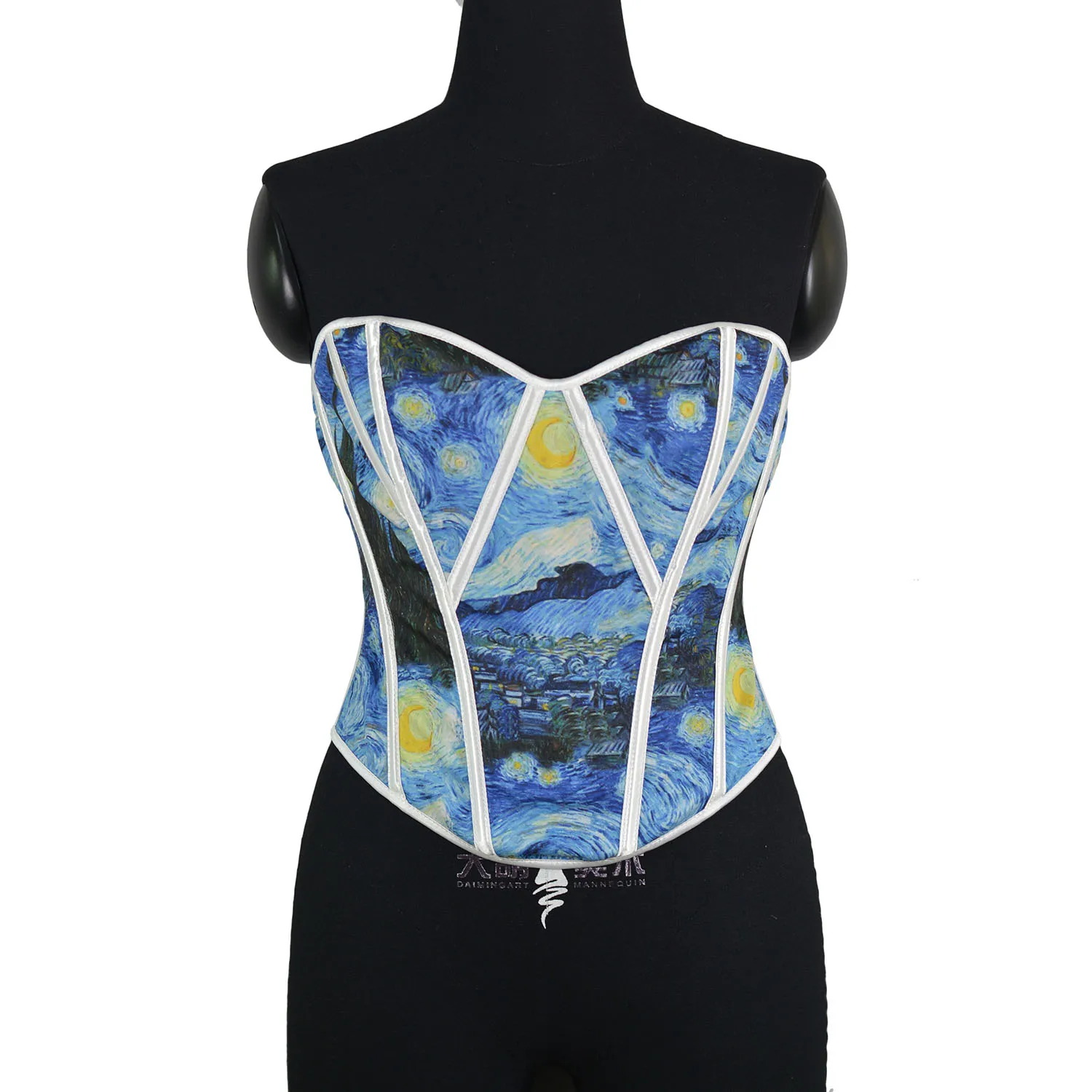 Vintage Women Oil Painting Printed Corsets Bustiers Girdle Corset