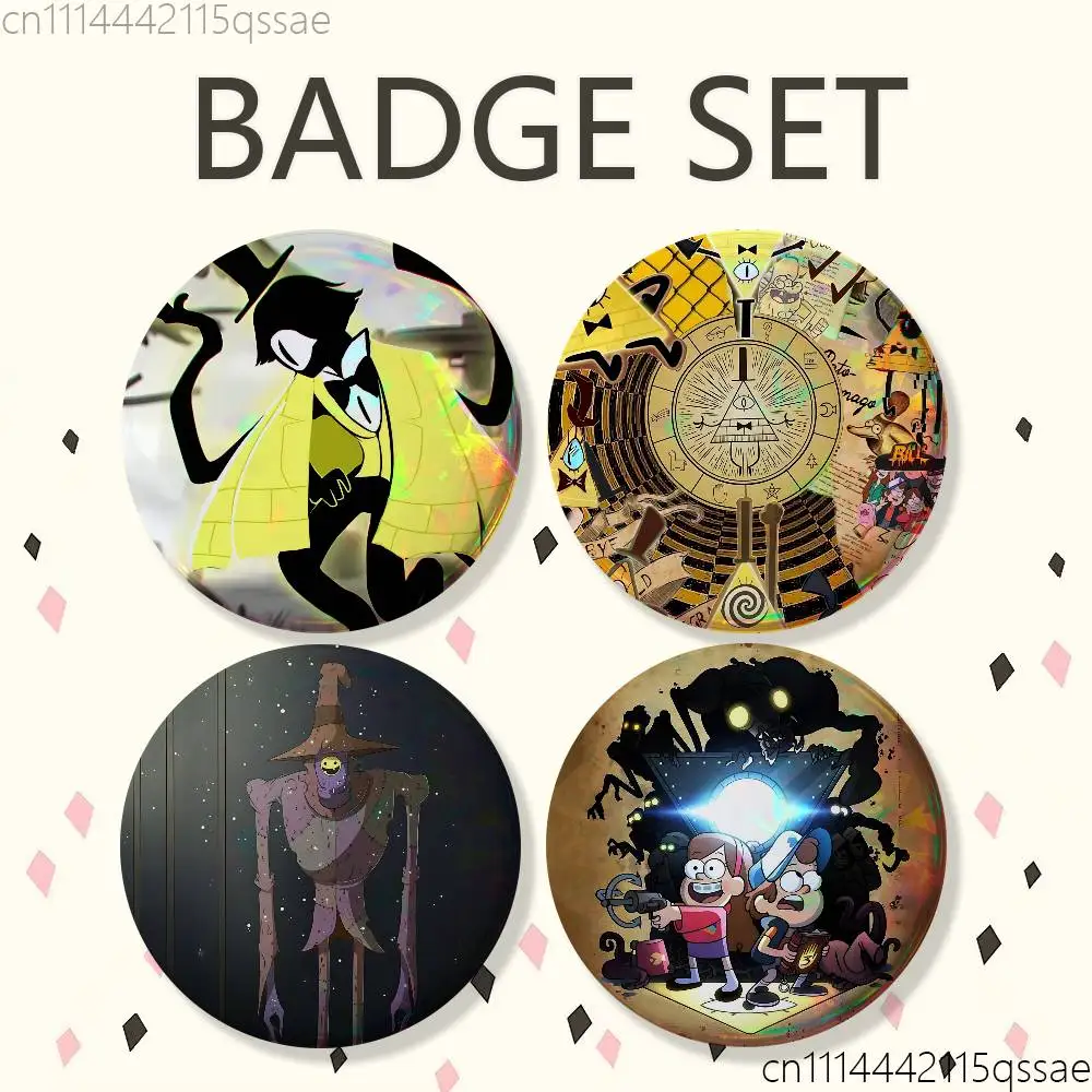 B-Bill Cipher G-Gravity Falls 25/32/44/58/75mm Badges Button Round Creative Pin Brooch Badge Bag Decor Accessories