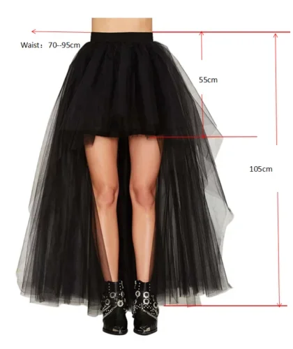 Zwarte Tule Lange Petticoat Rockabilly 3 Lagen Hoog Laag Vrouw Tutu Rok Onderrok Slips Bruiloft Accessoires 2022