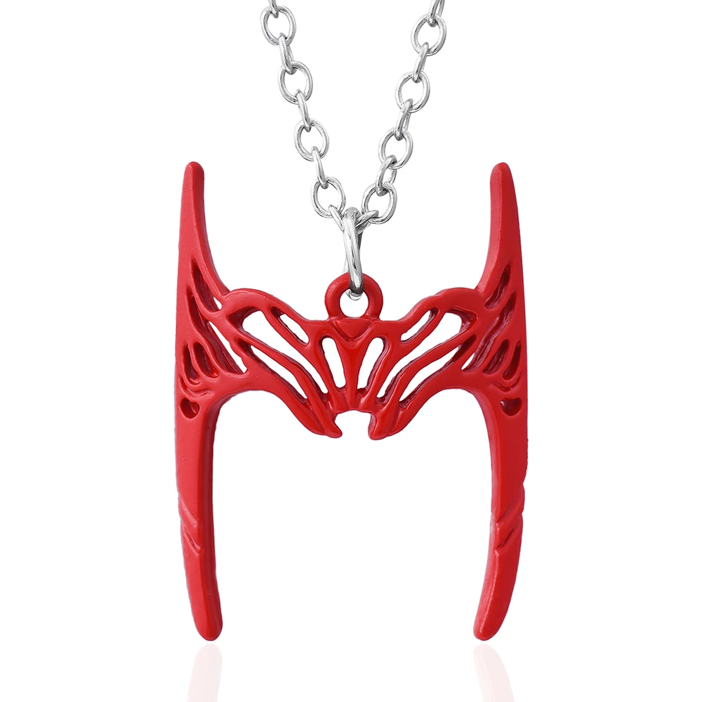 

Scarlet Witch Movies Necklace Red Enamel Helmet Pendant Choker Cosplay Jewelry Accessories Red Witch Decoration Gift