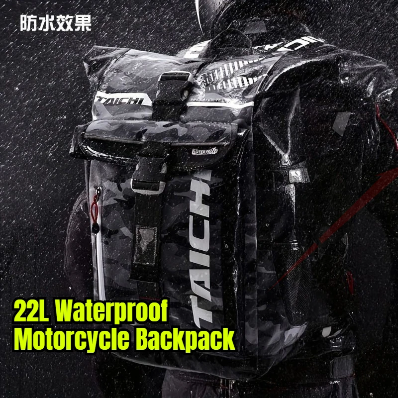 Motorcycle Backpack Large Capacity Waterproof Wear-resistant Men Casual Outdoor Travel Bag Durable Motorbike Riding Luggage Bag