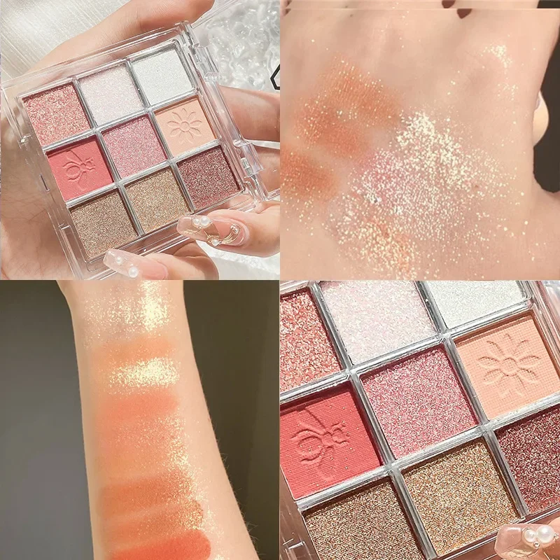 Paleta Cieni do Powiek z Brokatem 9 Kolorów Primer do Cieni Wodoodporny Nude Pigment do Powiek Matowy Błyszczący Matowy Puder do Makijażu Oczu Zestaw