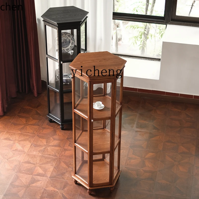 ZML retro transparent glass display cabinet wine medieval furniture jewelry display Zhongdao cabinet