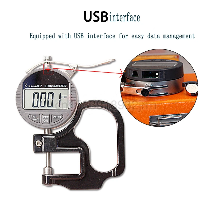 1pcs Digital Display Micrometer Thickness Gauge Resolution 0.001mm  Thickness Gauge 0-12.7mm Paper Film Fabric Leather Board