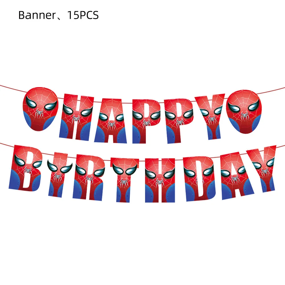 Spiderman Themed Birthday Party Supplies Disposable Meal Cup Tablecloth Children\'s Birthday Party Aluminum Balloon Decoration