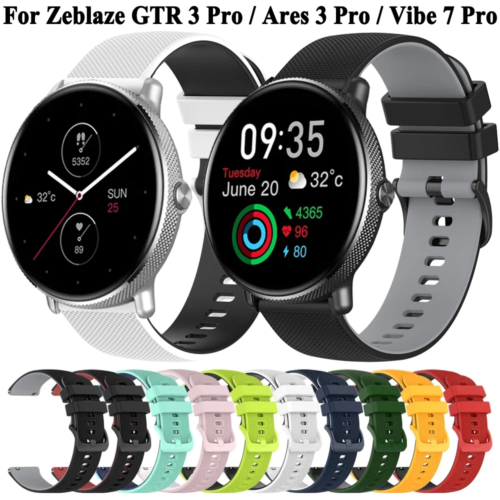 Bracelet de montre en silicone pour Zeblaze GTR 3 Pro, bracelet pour Zeblaze Ares 3 Pro, bracelet pour Zeblaze Vibe 7 Pro, bracelet Vibe 7 Lite, 22mm
