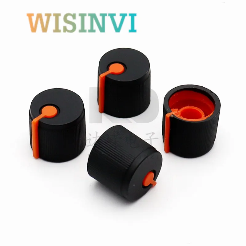 10PCS 17*15mm 17x15mm Black Orange Plastic Rubber Knob Half Handle D-Shaped Inner Hole 6mm Potentiometer Adjustment Knob