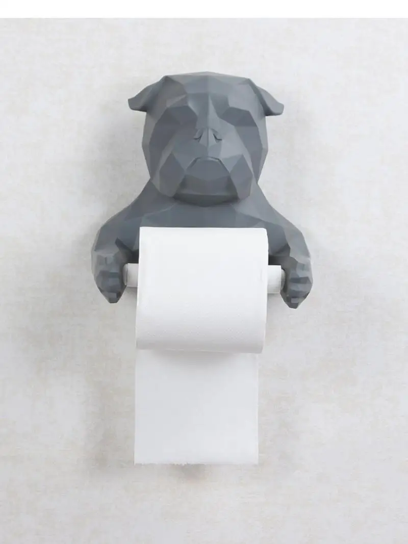 Imagem -05 - Suporte de Toalha de Papel de Resina Nórdica Geométrica de Parede Buldogue Cão Caixa de Tecido Banheiro Cozinha