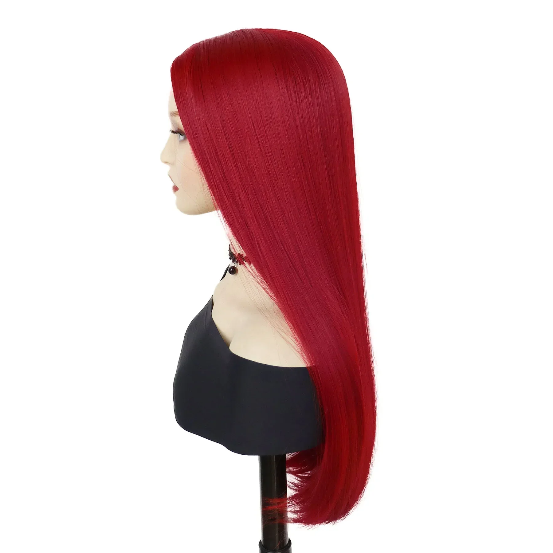 Long Red Wigs for Women Synthetic Hair Hot Red Straight Wig with Side Bangs Silky Hairstyles Wig Cosplay Drag Queen Hairstyles