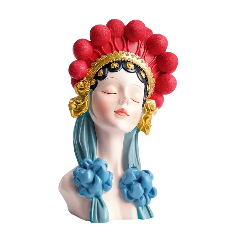 Chinese-style Home Decoration Peking Opera Huadan Sculpture Crafts Living Room Resin Porch Character Statue