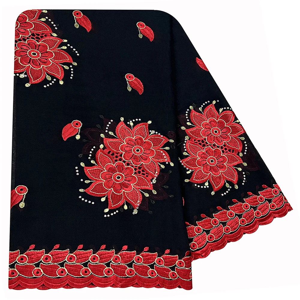 High Quality 100% Cotton Fabric Rayon Cotton Thread Eembroidered Scarf African Women Hijab Muslim Scarf Dubai Excellent Style