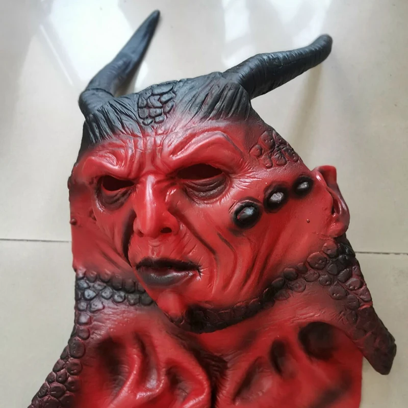 Belial Die Dämon Maske IKARI DIE DÄMON Maske mit Hörner Teufel Latex Cosplay Kostüm Requisiten Masken Halloween