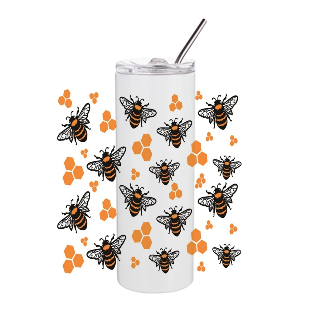 Imagem -04 - Miniso-diy Adesivo Decalque Lavável Caneca 3d Projeto de Insetos de Flor uv Dtf Envoltório do Copo para 20oz Tumblers Transferências Adesivos