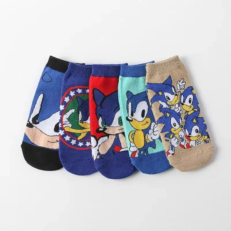 5pcs/set Sonic The Hedgehog Anime Socks Knitted Cotton 5 -8 Years Old Children's Cartoon Cute Socks Baby Warm Apparel Gifts